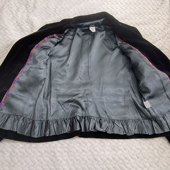 J. CREW Ecole Velvet Blazer Black Hook Eye Close Size 12 P EUC‎ - Picture 10 of 16